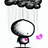 Pixelated character with round head and black body stands under gray rain clouds, holding pink heart while purple text reads "It's bad When Someone You Love Becomes Someone You Hate 8[".