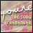 nine identical pixelated images showing 'you're THE SONG I REMEMBER' text over a pink and beige patterned background with heart shapes