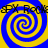Four identical blue and yellow spiral patterns arranged in a with black text reading "SPX Rock" repeated across the top and bottom