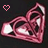 Pixelated pink heart-shaped icon with white highlights on dark background, featuring a small pixelated pink heart in the top-left corner.