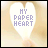 A heart-shaped icon with 'MY PAPER HEART' text in purple and orange, held by a hand against a blurred background.