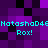 Pixelated text on a purple and black checkered background with cyan text repeating 'HatashaD4eHatashaD4e' and 'Rox!' in two