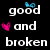 Pixelated text and symbols on four colored backgrounds: black, white, yellow, and gray.