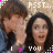Animated sequence showing two people with text overlays, one whispering 'PSST...' and the other displaying 'I ❤️ YOU' in pixelated font.
