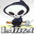 Pixelated icon of a dark figure with large eyes and antennae-like head shape holding an orange object, standing on a yellow platform above stylized text.