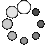 A grayscale animation of scattered circles in varying shades from black to white, arranged on a light gray background with no visible text or distinct subjects.