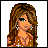 Animated contact sheet of a pixel-art character with long brown hair, showing full-body and partial views across 15 frames including text overlays like "WTF," "OMG," "LOL," and "me!!!"