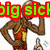 Animated pixel art of a character in an orange and yellow outfit with green text overlays changing across frames.