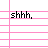 Animated contact sheet of a 48x48 pixel buddy icon showing sequential text animation on pink-lined notebook paper background with black pixelated font.