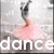 A static image of a ballerina in mid-pose with pink tutu and dark hair, overlaid by text reading 'dance = life' followed by a white heart symbol.