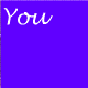30 pixelated anime-style character faces with 'You' text overlays, transitioning through color shifts from purple to brown tones