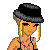 Pixel art contact sheet showing a female character in various poses with text "Get Down Dirrty" and a small black object, all on white background.
