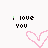 Pixelated 'I love You' text above a heart outline in pink, green, or blue with varying stroke styles