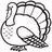 Black-and-white pixelated turkey illustration on left, green background with 'happy turkey day!' text on right.