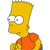 Pixelated cartoon character with yellow skin, large white eyes with black pupils, orange shirt, and blue pants, viewed in profile against white background.
