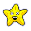 Four yellow star-shaped icons with cartoon faces, each displaying a different mouth shape and eye expression against a gray background.