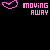 Pixelated pink heart icons and text animations on black background with repeated phrases.