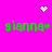 A bright pink background displays four green 'giana' text icons with heart symbols, each paired with a white pixelated animation effect that changes position across frames.