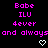 Pixelated text and symbols on a black background with pink text, showing repeated phrases and heart/arrow shapes.