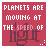 A 4x4 grid of identical static frames showing a red background with white text reading "PLANETS ARE MOVING AT THE SPEED OF" and dark brown stylized text below it, all in pixelated retro font style.