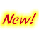 Two side-by-side 'New!' text icons with red lettering and yellow exclamation marks, each surrounded by a glowing gradient border.