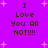 Purple background with pink plus-shaped stars and brown pixelated text reading 'I Love You All NOT!!!!' in four identical