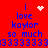 Red background with blue pixelated text reading "i love kaylor so much" and repeating numbers, featuring a white heart icon above the left text block and a white starburst icon above the right text block.