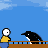 Animated contact sheet showing a sequence of 25 frames depicting cartoon figures and orcas performing synchronized jumps on a platform against a blue sky background.