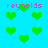 Pixelated green hearts on cyan background with pink 'reynolds' text repeated across the image.
