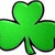 Green four-leaf clover icon with black outline, glossy appearance, and visible stem on white background.
