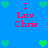 Blue background with green heart icons and red text reading "I Luv Chris" arranged in a pattern
