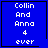 Blue square icon with white pixelated text reading "Collin And Anna 4 ever" and a black heart symbol in the top-right corner.