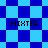 Four identical pixelated text labels 'MIXTER' appear over a blue and light-blue checkered background with diamond-shaped patterns.