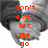 Pixelated grayscale image of a person's face with red text overlay reading 'don't ever let me go' in lowercase letters.