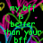 Green text on black background with colorful heart outlines, stating 'my bff is better than your bff cause she has ringworm why?' in pixelated font.