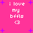 A static pink background with white text reading "i love my bffls <3" and scattered purple plus signs.