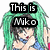 Pixelated anime-style character with green pigtails and dark hair, wearing blue top, red lips, hand near face in three variations.