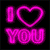 Four neon-style 'I ❤️ YOU' text icons arranged in a , each with distinct color variations against a black background