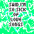Animated contact sheet of a 48x48 pixel buddy icon showing repeated text "SAID I'M SO SICK OF LOVE SONGS" with red highlight animation on the word "SO" against green patterned background.