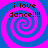 Four identical spiral patterns in blue and pink with text 'i love dance!!!!' overlaid on each spiral.