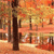 Pixelated static image of a vertical dark brown structure with multiple horizontal elements against a warm-toned background of orange, yellow, and brown hues.