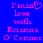 Blue background with pink pixelated text reading 'I'm in love with Brianna O'Connor' where the 'o' in 'in' is replaced by a heart symbol.