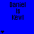 Blue background with repeated text "Daniel Is Kewl" and varying numbers of black asterisks in a pattern