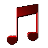 Two musical eighth notes with heart-shaped noteheads in varying metallic colors on a gray background.