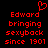 Red pixelated text on black background with a heart symbol above the name, repeated in two