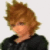 Pixelated character with spiky brown hair and black clothing on left, adjacent to black background with white text reading 'the key of destiny' on right.