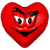 Red heart-shaped icon with a cartoon face featuring white eyes, black pupils, and a wide black smile.