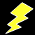 Yellow lightning bolt icon with white outline on black background, rendered in pixelated style.