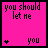 Two side-by-side animated frames of a pink buddy icon with black pixelated text and symbols, where the right frame adds cursive 'Love.' text.
