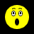 Static pixelated yellow emoji face with wide eyes and open mouth on black background, rendered in 48x48 pixels with visible dithering and anti-aliasing edges.